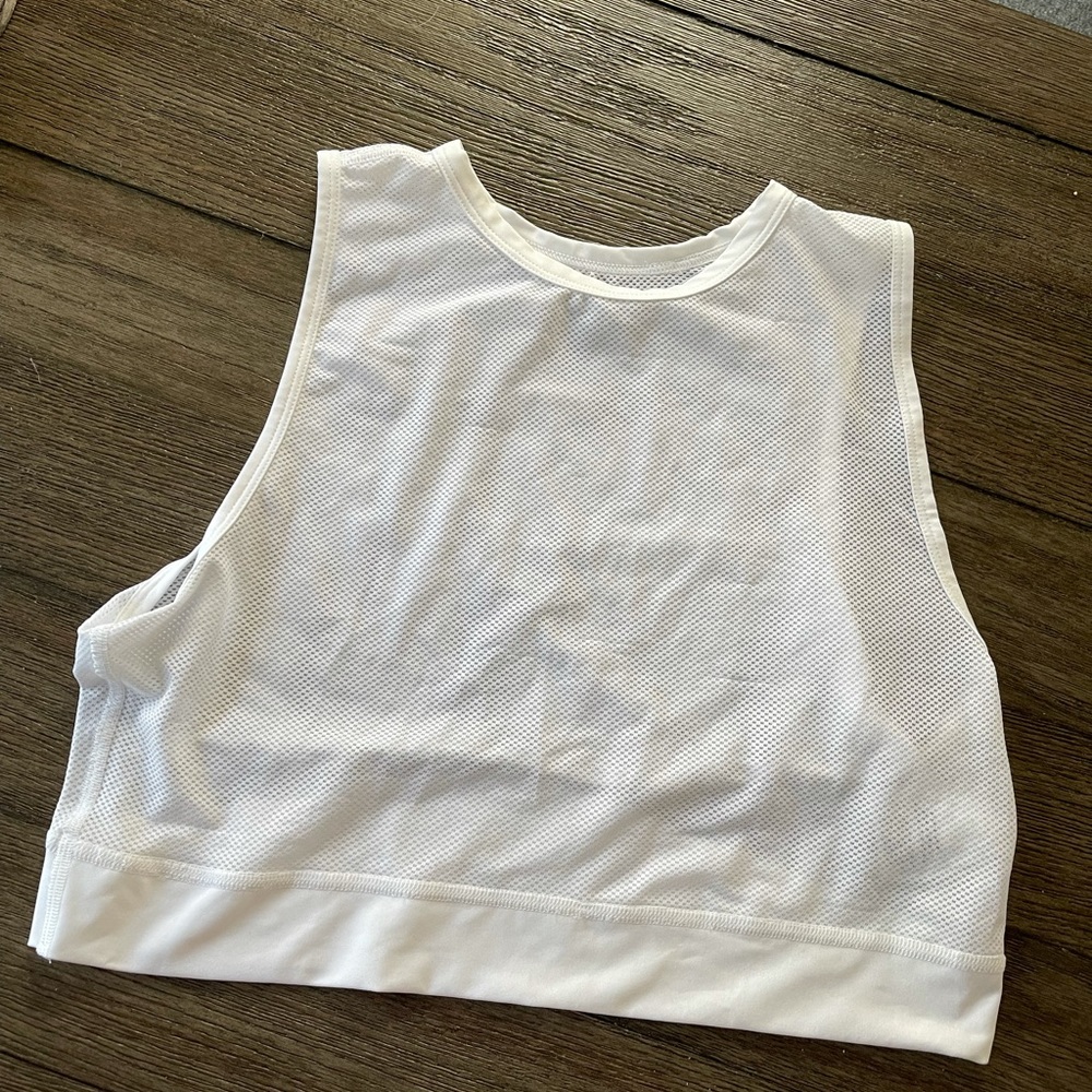 Large white Nike mesh crop top